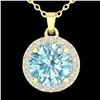 Image 2 : 2 ctw Sky Topaz & VS/SI Diamond Micro Pave Necklace 18k Yellow Gold - REF-30W8H