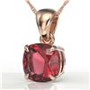Image 1 : 2 ctw Cushion Cut Pink Tourmaline Designer Necklace 14k Rose Gold - REF-30N2F