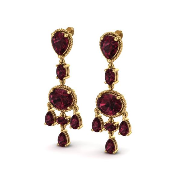 16 ctw Garnet Earrings Designer Vintage 10k Yellow Gold - REF-44A2N