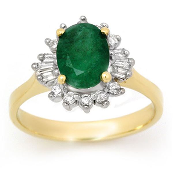 1.78 ctw Emerald & Diamond Ring 14k Yellow Gold - REF-34N9F