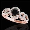 Image 1 : 1.38 ctw Certified VS Black Diamond Solitaire Halo Ring 10k Rose Gold - REF-52H6R