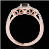 Image 2 : 1.38 ctw Certified VS Black Diamond Solitaire Halo Ring 10k Rose Gold - REF-52H6R