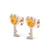 Image 1 : 0.60 ctw Citrine & Diamond Micro Pave Key of Heart Earrings 14k Rose Gold - REF-15X5A