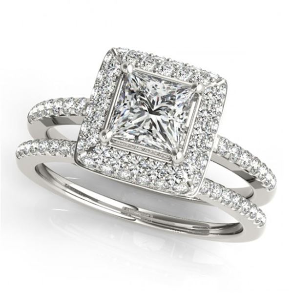 1.01 ctw Certified VS/SI Princess Diamond 2pc Set Halo 14k White Gold - REF-111W8H