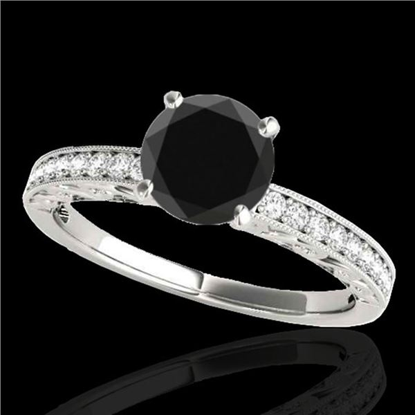 1.43 ctw Certified VS Black Diamond Solitaire Antique Ring 10k White Gold - REF-40M8G