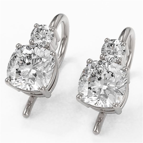 1.25 ctw Cushion Cut Diamond Designer Earrings 18K White Gold - REF-170Y2X