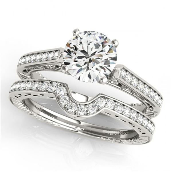 0.67 ctw Certified VS/SI Diamond 2pc Wedding Set Antique 14k White Gold - REF-80M5G