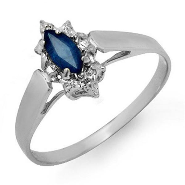 0.33 ctw Blue Sapphire Ring 18k White Gold - REF-14H3R