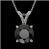 Image 1 : 1 ctw Fancy Black Diamond Solitaire Necklace 10k White Gold - REF-21R5K