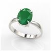 Image 2 : 3.50 ctw Emerald Designer Solitaire Ring 18k White Gold - REF-34R3K