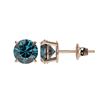 Image 2 : 1.55 ctw Certified Intense Blue Diamond Stud Earrings 10k Rose Gold - REF-104M3G