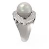 Image 2 : 1 ctw Diamond & Pearl Ring 18K White Gold - REF-169K3Y