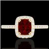 Image 1 : 1.25 ctw Garnet & Micro Pave VS/SI Diamond Certified Ring 10k Yellow Gold - REF-24Y8X