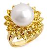 Image 1 : 3.0 ctw Yellow Sapphire & Pearl Ring 10k Yellow Gold - REF-55F2M