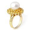 Image 2 : 3.0 ctw Yellow Sapphire & Pearl Ring 10k Yellow Gold - REF-55F2M