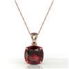 Image 2 : 6 ctw Cushion Cut Garnet Designer Solitaire Necklace 14k Rose Gold - REF-24Y5X