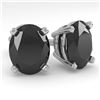 Image 1 : 10 ctw Oval Black Diamond Stud Designer Earrings 14k White Gold - REF-178G4W