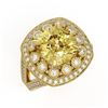Image 1 : 7.22 ctw Canary Citrine & Diamond Victorian Ring 14K Yellow Gold - REF-135G5W
