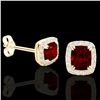 Image 2 : 2.50 ctw Garnet & Micro Pave VS/SI Diamond Earrings 10k Yellow Gold - REF-34Y3X