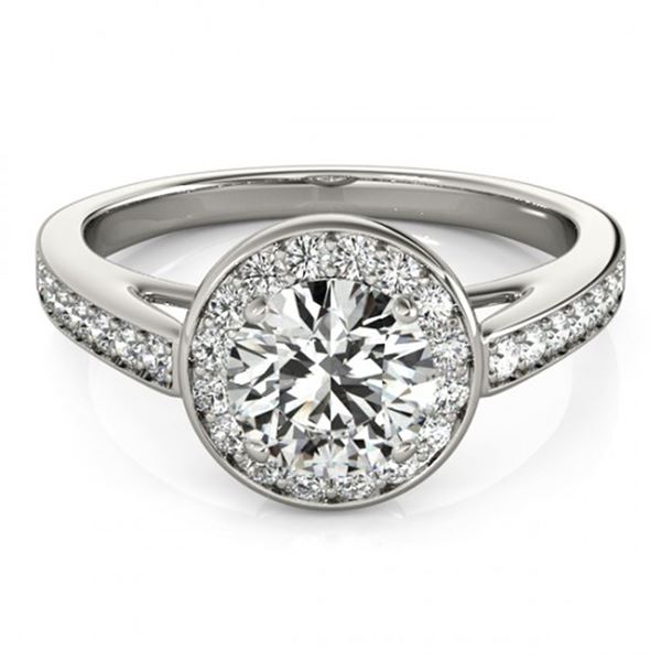 0.9 ctw Certified VS/SI Diamond Halo Ring 18k White Gold - REF-91G5W