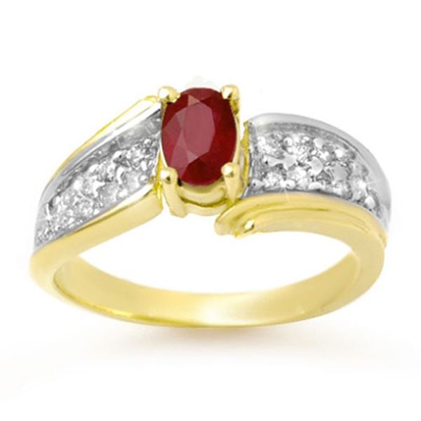 1.43 ctw Ruby & Diamond Ring 10k Yellow Gold - REF-34K8Y