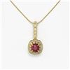 Image 2 : 2.55 ctw Certified Ruby & Diamond Victorian Necklace 14K Yellow Gold - REF-100F2M