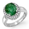 Image 1 : 4.40 ctw Emerald & Diamond Ring 10k White Gold - REF-42H3R