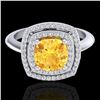 Image 1 : 1.77 ctw Citrine & Micro VS/SI Diamond Pave Ring 18k White Gold - REF-49F3M