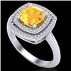 Image 2 : 1.77 ctw Citrine & Micro VS/SI Diamond Pave Ring 18k White Gold - REF-49F3M