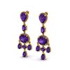 Image 1 : 16 ctw Amethyst Earrings Designer Vintage 10k Yellow Gold - REF-44X2A