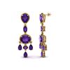Image 2 : 16 ctw Amethyst Earrings Designer Vintage 10k Yellow Gold - REF-44X2A