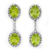 Image 1 : 8.10 ctw Peridot & Diamond Earrings 14k White Gold - REF-80X5A