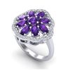 Image 1 : 3 ctw Amethyst & VS/SI Diamond Cluster Designer Ring 10k White Gold - REF-49K3Y