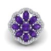 Image 2 : 3 ctw Amethyst & VS/SI Diamond Cluster Designer Ring 10k White Gold - REF-49K3Y