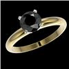 Image 2 : 1.25 ctw Fancy Black Diamond Solitaire Engagment Ring 10k Yellow Gold - REF-24F4M