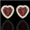Image 1 : 2.22 ctw Garnet & Micro Pave Diamond Earrings Heart 14k Yellow Gold - REF-38W2H