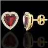 Image 2 : 2.22 ctw Garnet & Micro Pave Diamond Earrings Heart 14k Yellow Gold - REF-38W2H