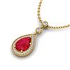 Image 1 : 2.75 ctw Ruby & Micro Pave VS/SI Diamond Necklace 18k Yellow Gold - REF-44K4Y