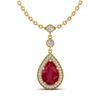 Image 2 : 2.75 ctw Ruby & Micro Pave VS/SI Diamond Necklace 18k Yellow Gold - REF-44K4Y