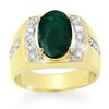 Image 1 : 4.58 ctw Emerald & Diamond Men's Ring 10k Yellow Gold - REF-118K2Y