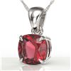 Image 1 : 2 ctw Cushion Cut Pink Tourmaline Designer Necklace 18k White Gold - REF-30M2G