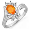Image 1 : 0.65 ctw Opal & Diamond Ring 10k White Gold - REF-23W9H