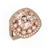 Image 1 : 5.82 ctw Certified Morganite & Diamond Victorian Ring 14K Rose Gold - REF-212M4G