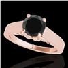 Image 1 : 1 ctw Certified VS Black Diamond Solitaire Ring 10k Rose Gold - REF-33R4K