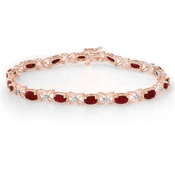 8.55 ctw Ruby & Diamond Bracelet 10k Rose Gold - REF-100K2Y