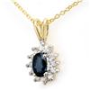 Image 1 : 0.51 ctw Blue Sapphire & Diamond Pendant 10k Yellow Gold - REF-10H4R