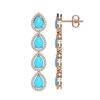 Image 2 : 6.20 ctw Turquoise & Diamond Micro Pave Halo Earrings 10k Rose Gold - REF-158X2A