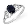 Image 1 : 1.10 ctw Blue Sapphire Ring 10k White Gold - REF-8H2R
