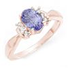 Image 1 : 1.06 ctw Tanzanite & Diamond Ring 14k Rose Gold - REF-19H2R