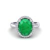 Image 1 : 3 ctw Emerald & Micro Pave VS/SI Diamond Ring 18k White Gold - REF-50H3R